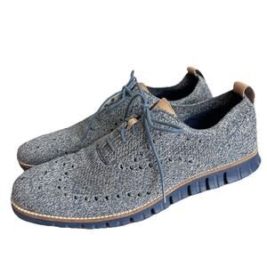 Cole Haan ZERØGRAND Men's 11 M Stitchlite Knit Oxford Dress Shoes Comfort Blue